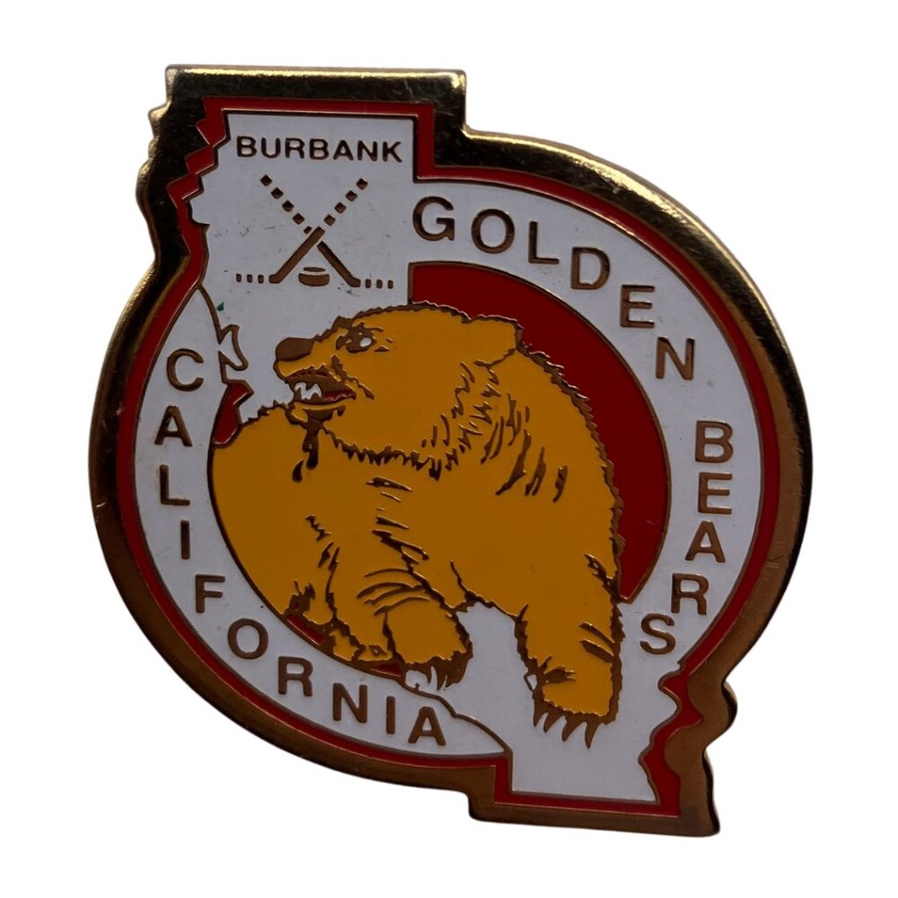 VINTAGE Burbank California Golden Bears Hockey Gold Clothing Pin